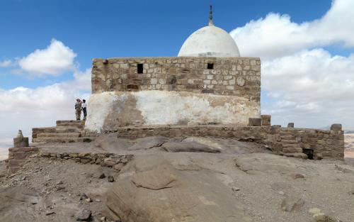 A 14th-century shrine built on top of Aaron's grave on Jabal Harun in Petra, Jordan