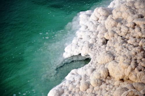 Lake of Sodom. The salt crystal precipitate resulting from evaporation that entails the water salinity